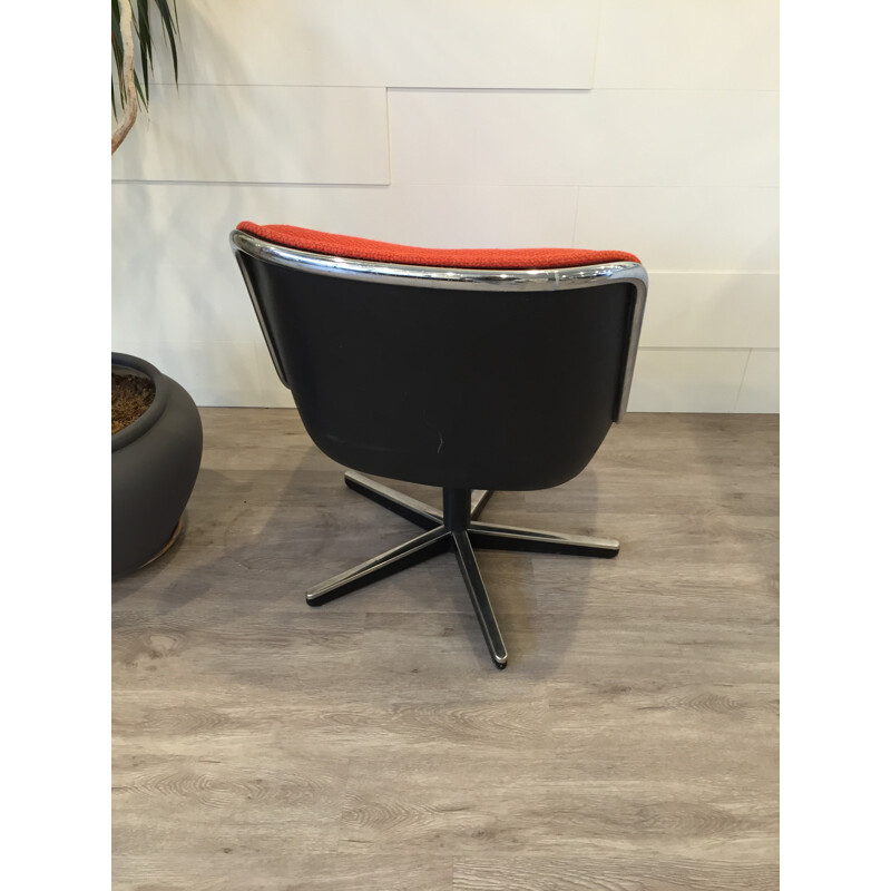 Fauteuil de bureau pivotant Knoll orange, Charles POLLOCK - 1980