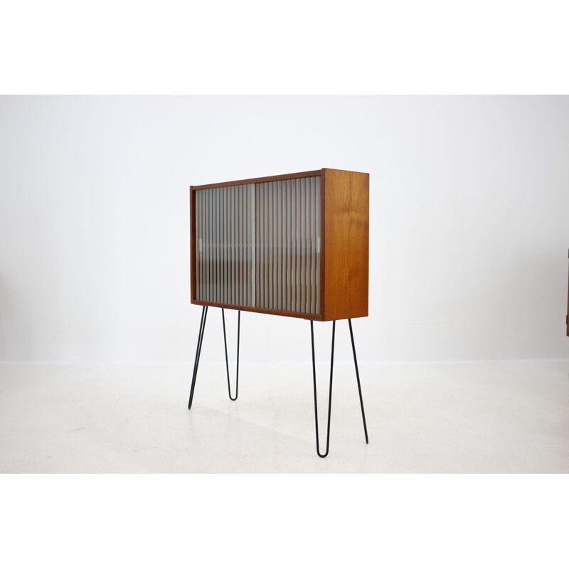 Vintage Teak Glass Cabinet, Denmark 1960s