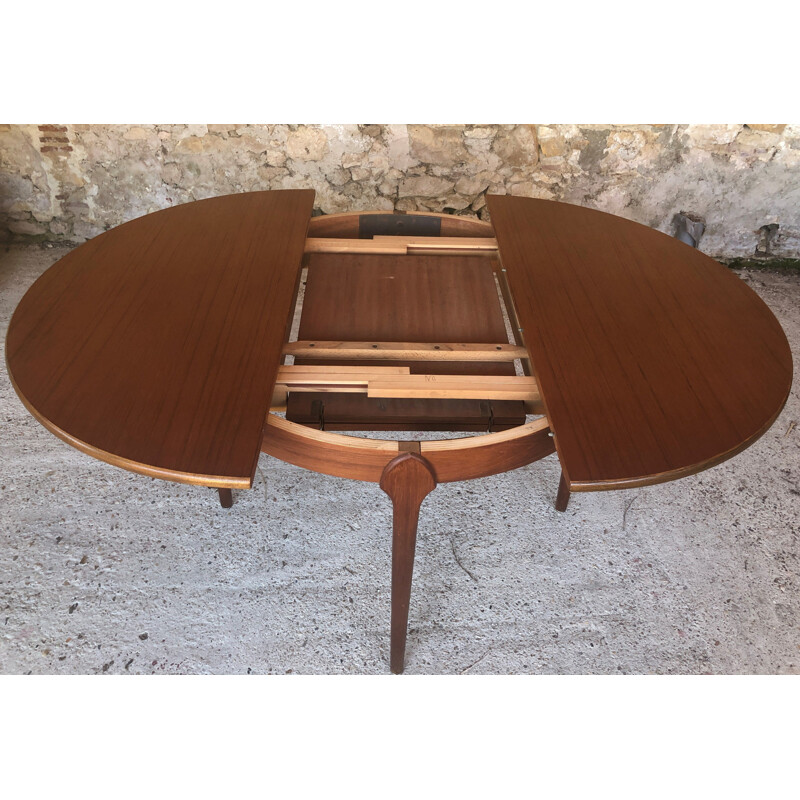 Vintage extensible dining table, teak butterfly extension 1960