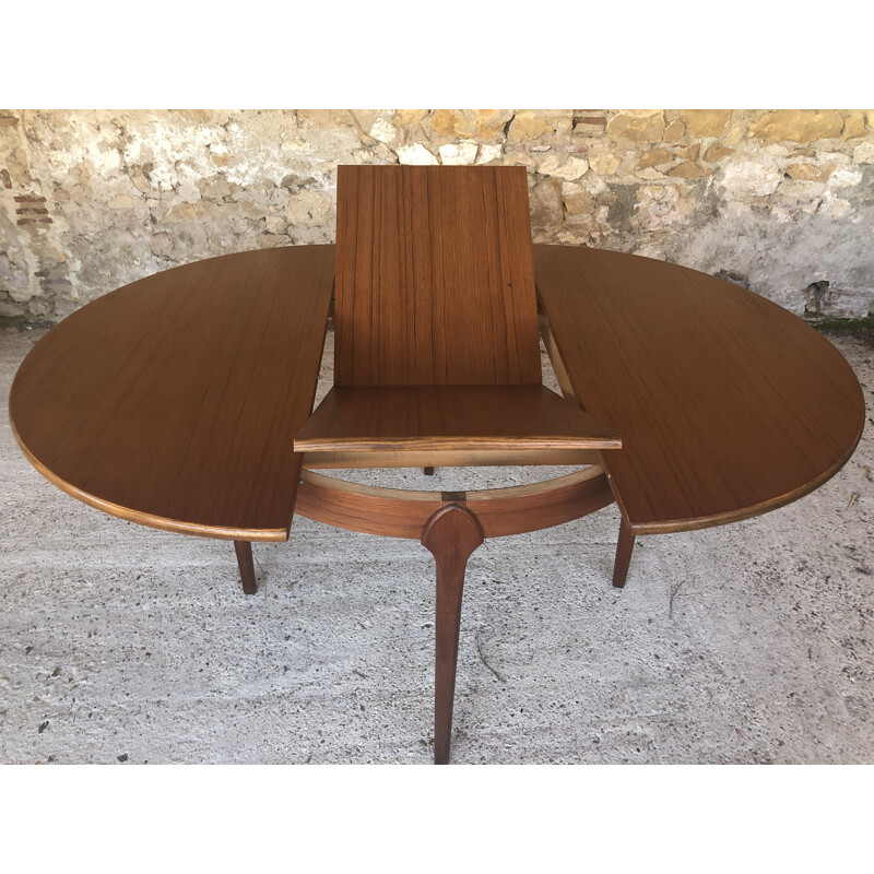 Vintage extensible dining table, teak butterfly extension 1960