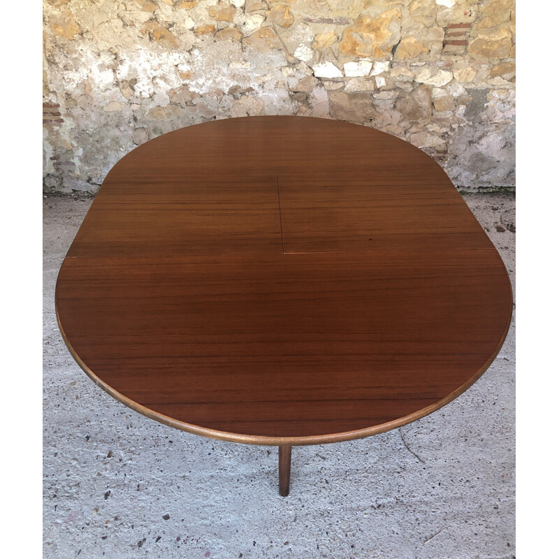 Vintage extensible dining table, teak butterfly extension 1960