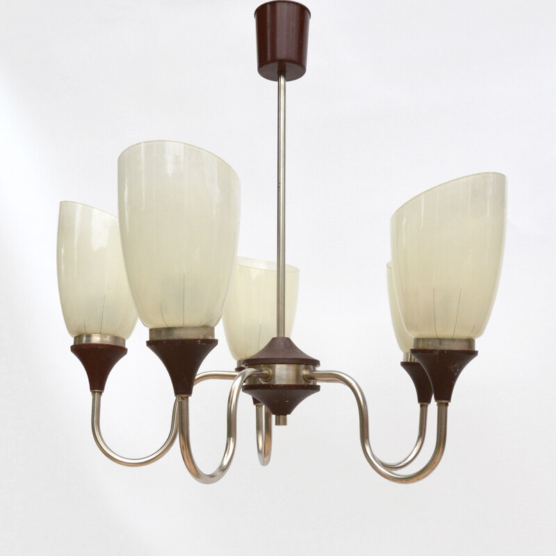 Vintage 5-pointed chandelier ZSO Polam Radom, Poland 1970s