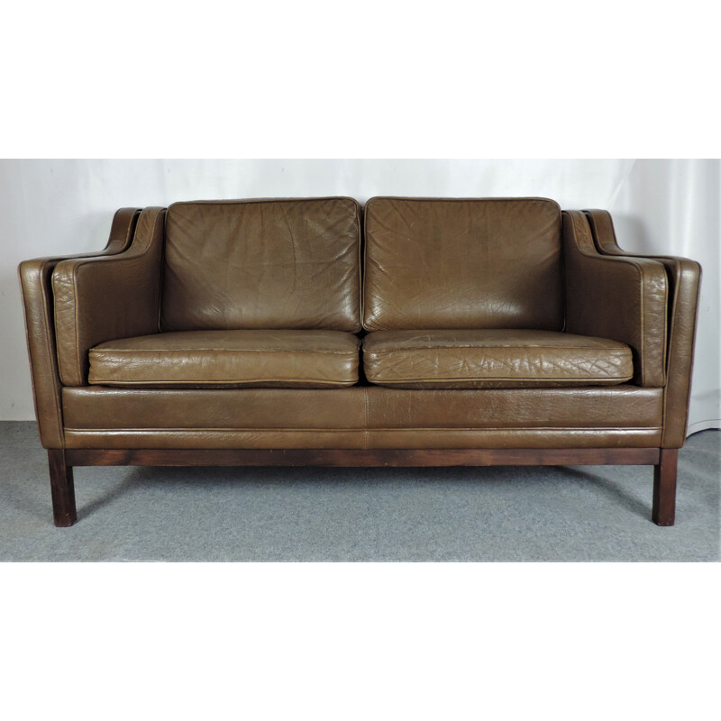 Mid century tan leather sofa Danish