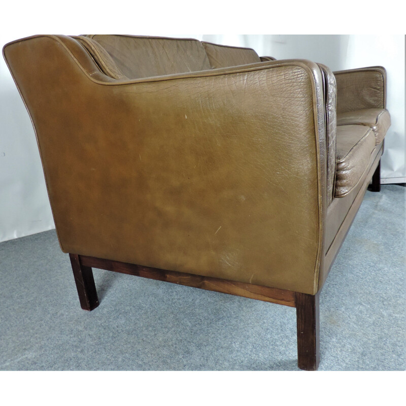 Mid century tan leather sofa Danish