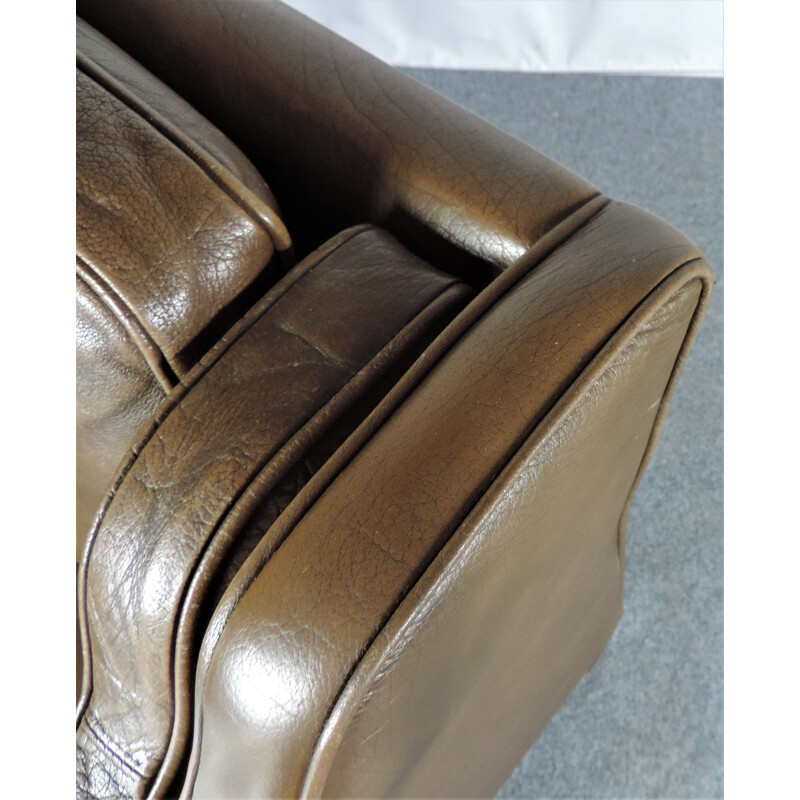 Mid century tan leather sofa Danish