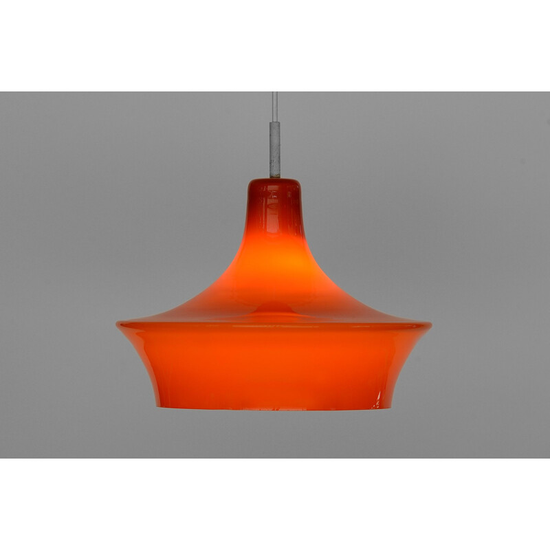 Vintage Orange glass pendant light. Sweden 1960s