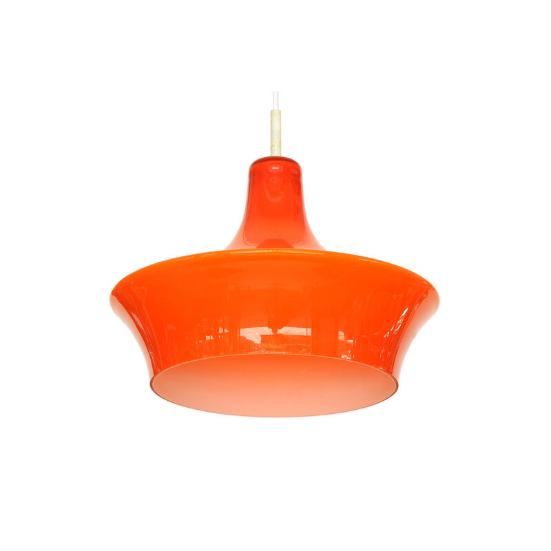 Vintage Orange glass pendant light. Sweden 1960s