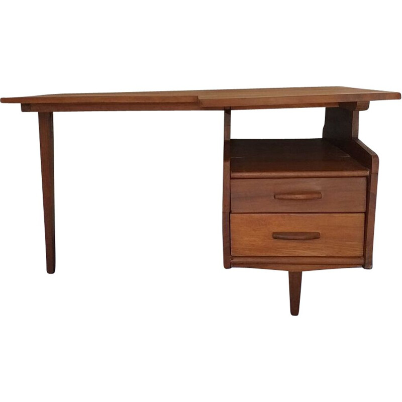 Vintage Jacques Hauville teak desk 1960