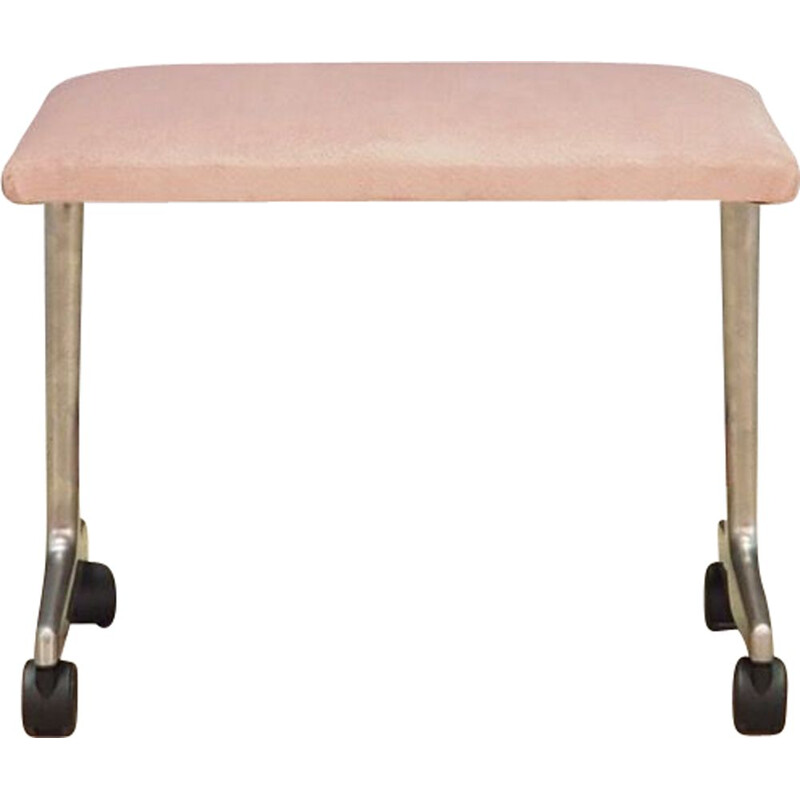 Footrest vintage pink velour, metal  Scandinavian 1970s