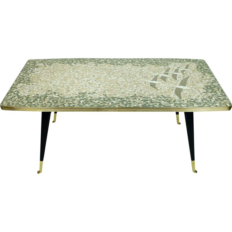 Table basse vintage en mosaïque de Mueller-Oerlinghausen 1950