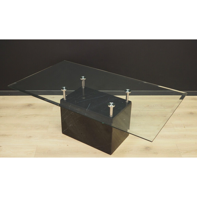 Vintage coffee table made of marble and the top of glass 1970