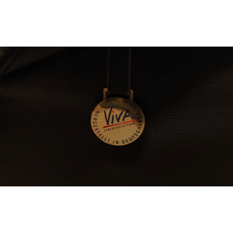 Fauteuil vintage en cuir marron foncé VIVA factory 1970