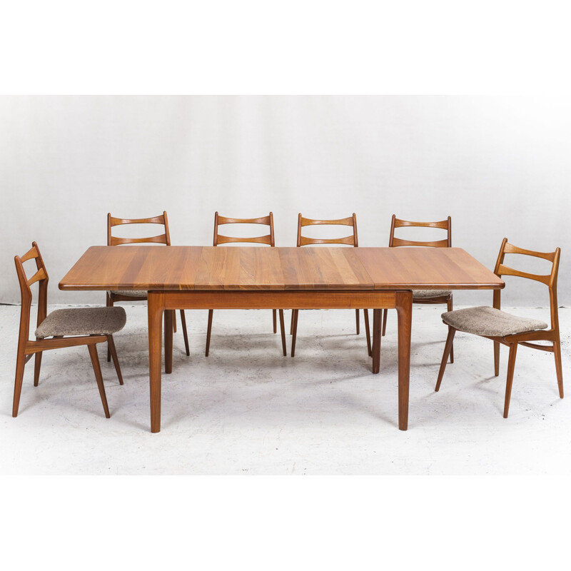 Vintage teak massif folding dining table from Glostrup 1970