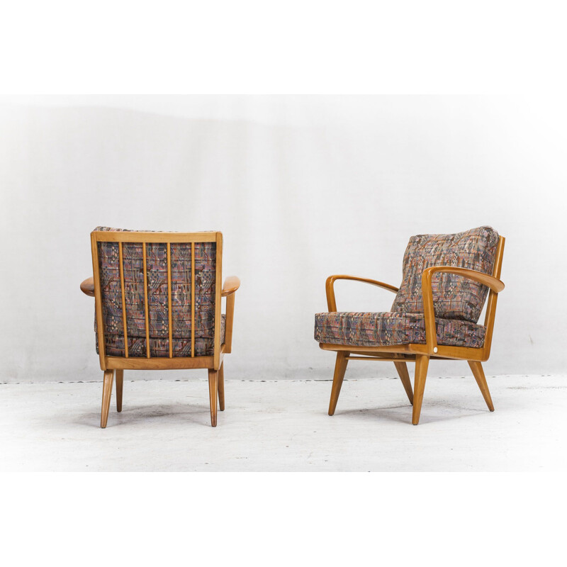 Vintage Antimott Sessel und Tagesbett aus Kirschbaumholz von Wilhelm Knoll 1950