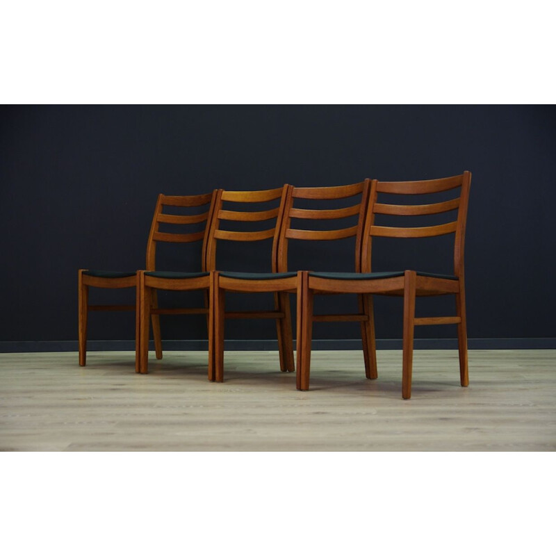 Set of 4 Vintage chairs beech wood Ekoleather Scandinavian 1970s