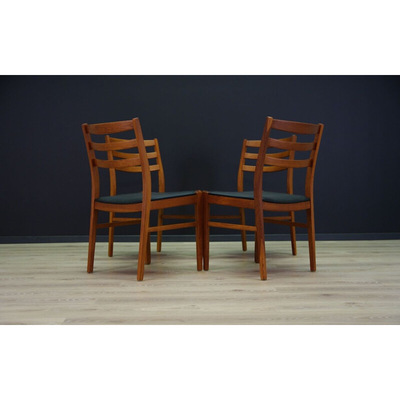 Set of 4 Vintage chairs beech wood Ekoleather Scandinavian 1970s