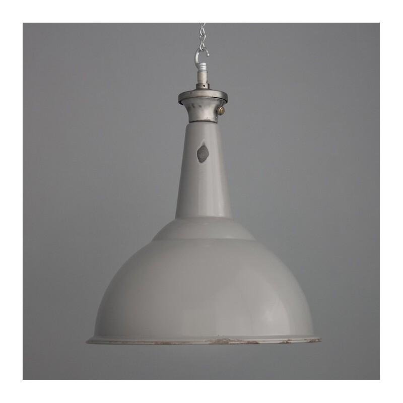Industrial pendant lighting in grey lacquered steel - 1950s