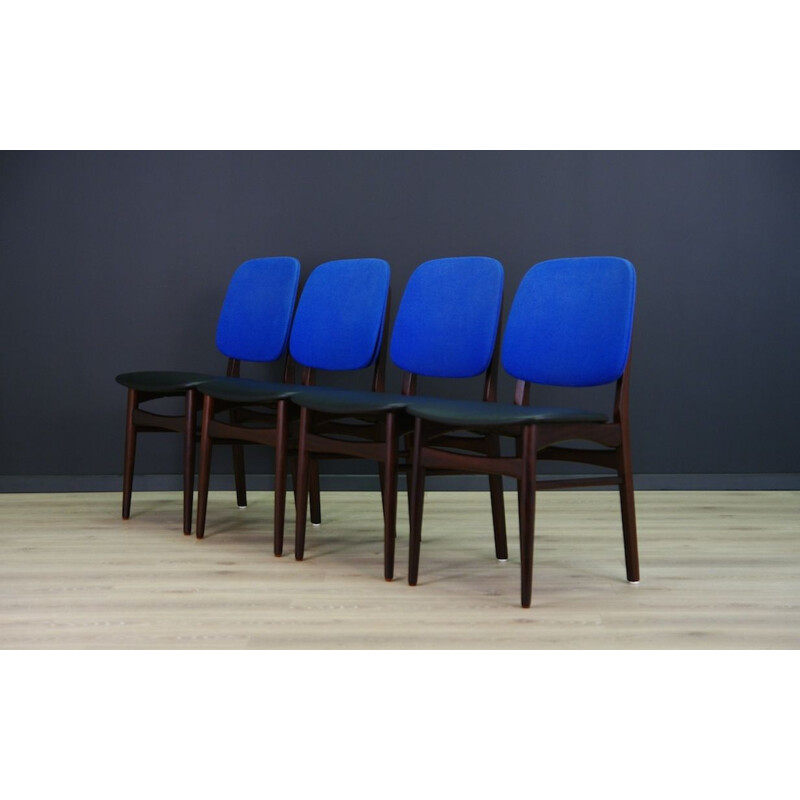 Set of 4 vintage chairs with eco leather and mahogany wood 1970s