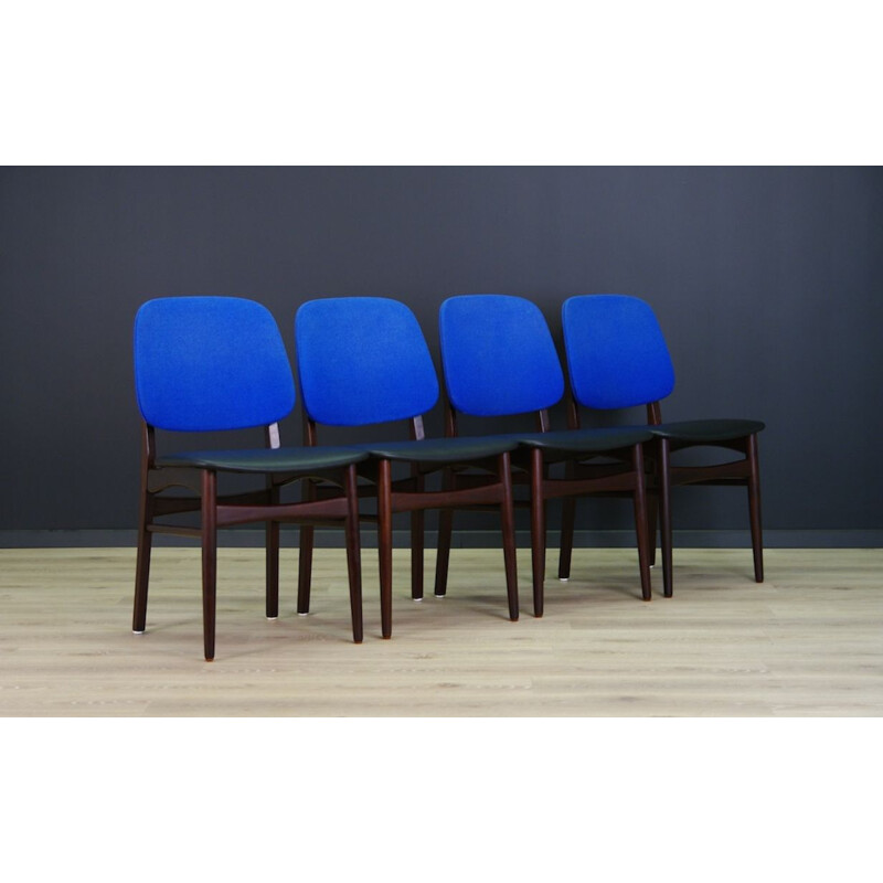 Set of 4 vintage chairs with eco leather and mahogany wood 1970s