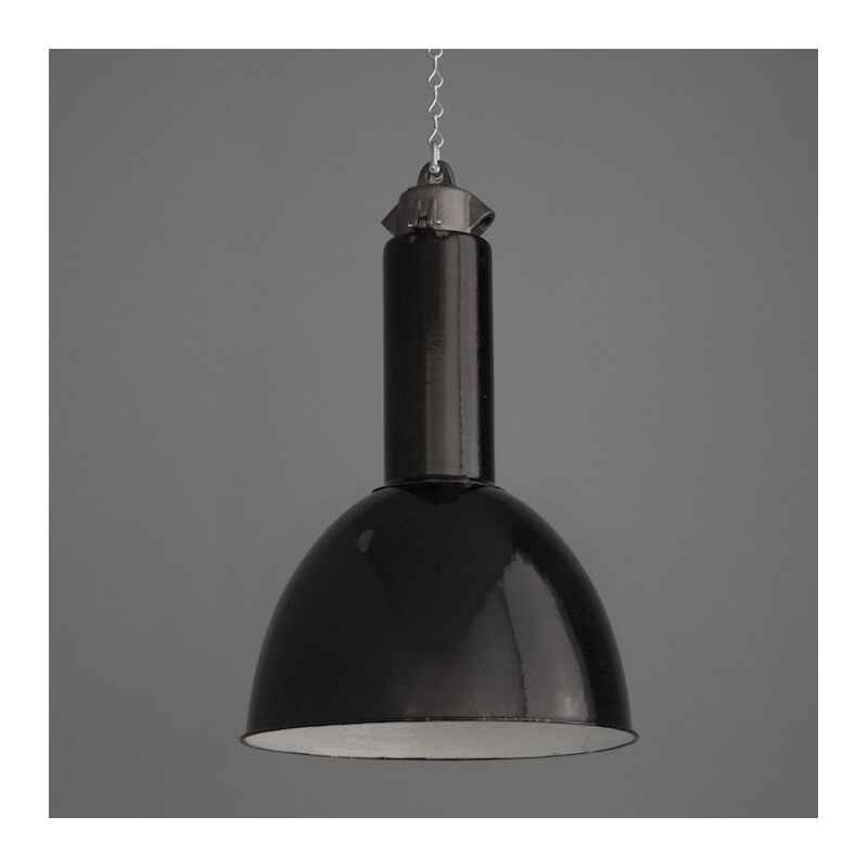 Industrial German black ceiling lamp - 1930s