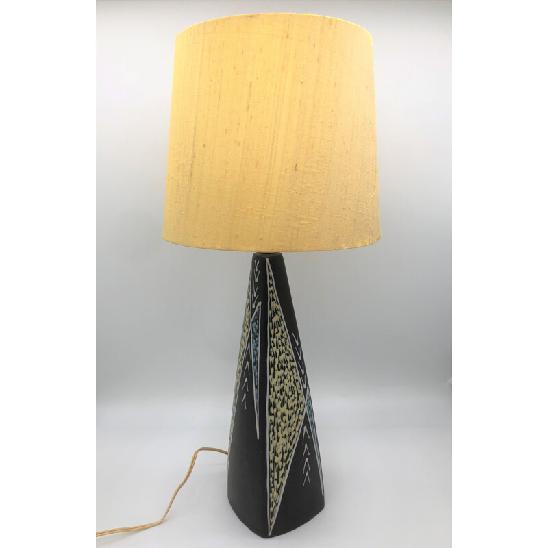 Vintage ceramic table lamp by Svend Aage Holm Sorensen for Soppo, 1950