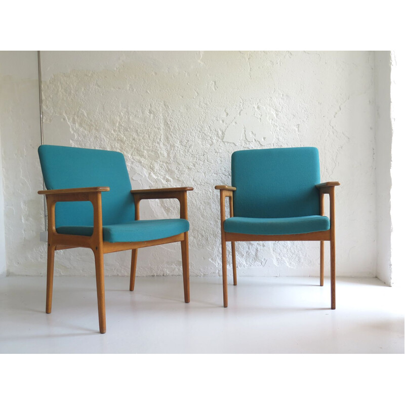 Pair of Vintage oak armchair, Denmark, 1970