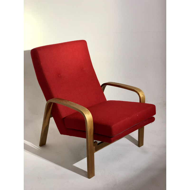 Vintage armchair in wood and ARP fabric