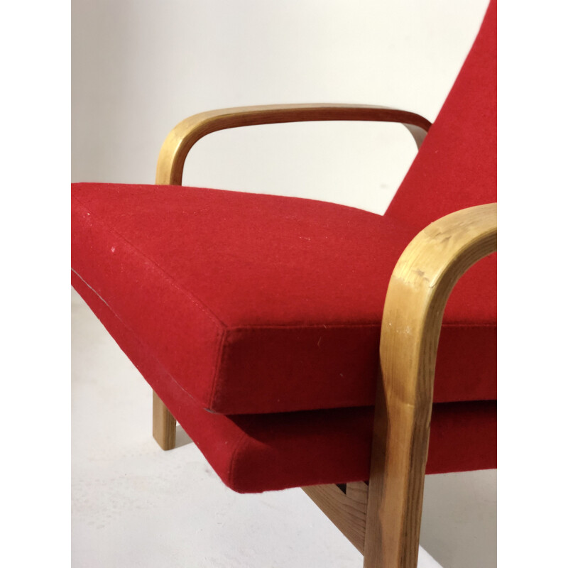 Vintage armchair in wood and ARP fabric