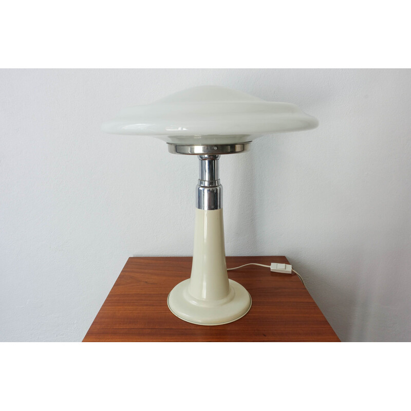 Lampe de table vintage OVNI en verre opalin de Gaivota 1970