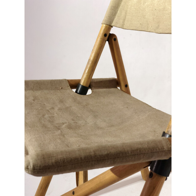 Vintage linen and wood cinema style chair