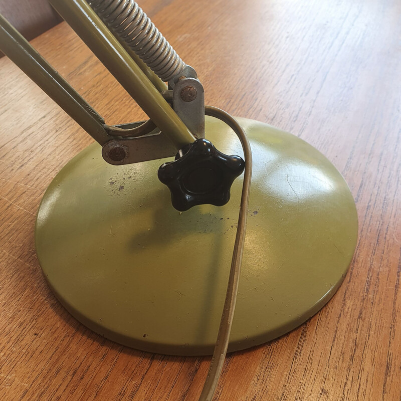 Lampe vintage articulée vert kaki 1960