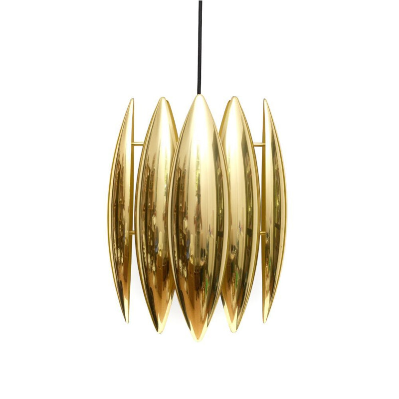 Vintage Pendant lamp 'Kastor' in brass by Jo Hammerborg For Fog and Morup 1960's