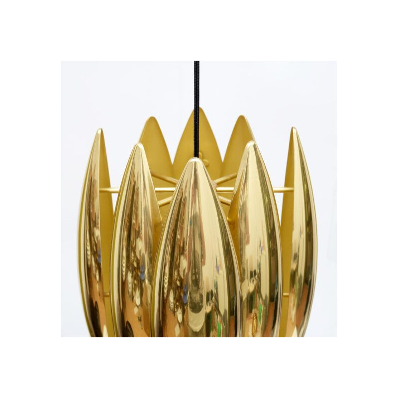 Vintage Pendant lamp 'Kastor' in brass by Jo Hammerborg For Fog and Morup 1960's