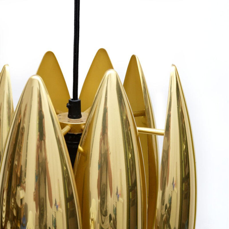 Vintage Pendant lamp 'Kastor' in brass by Jo Hammerborg For Fog and Morup 1960's