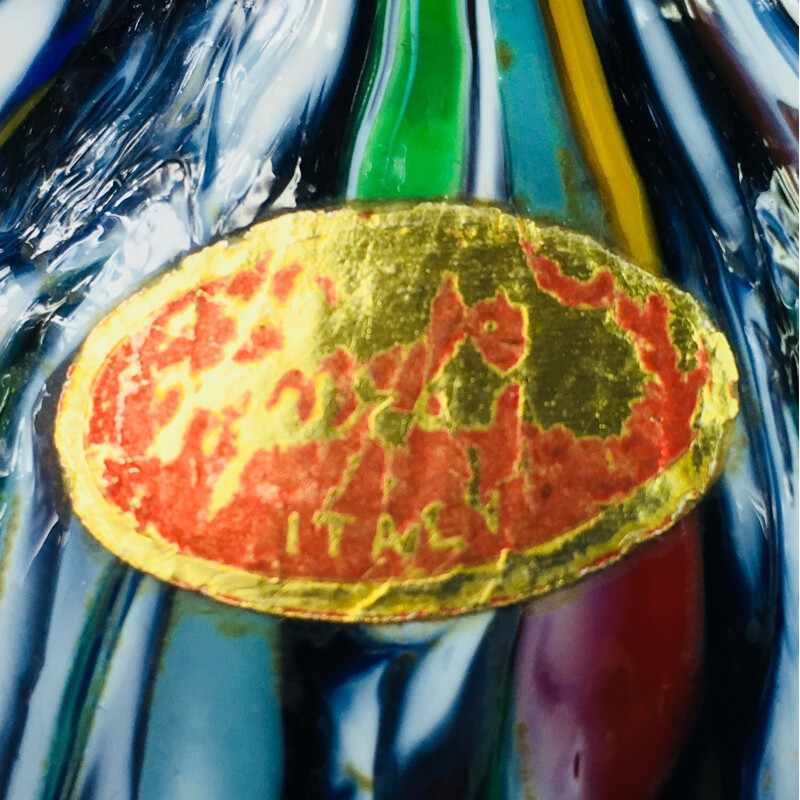 Vase Vintage en verre de Murano des Fratelli Toso Italie 1960
