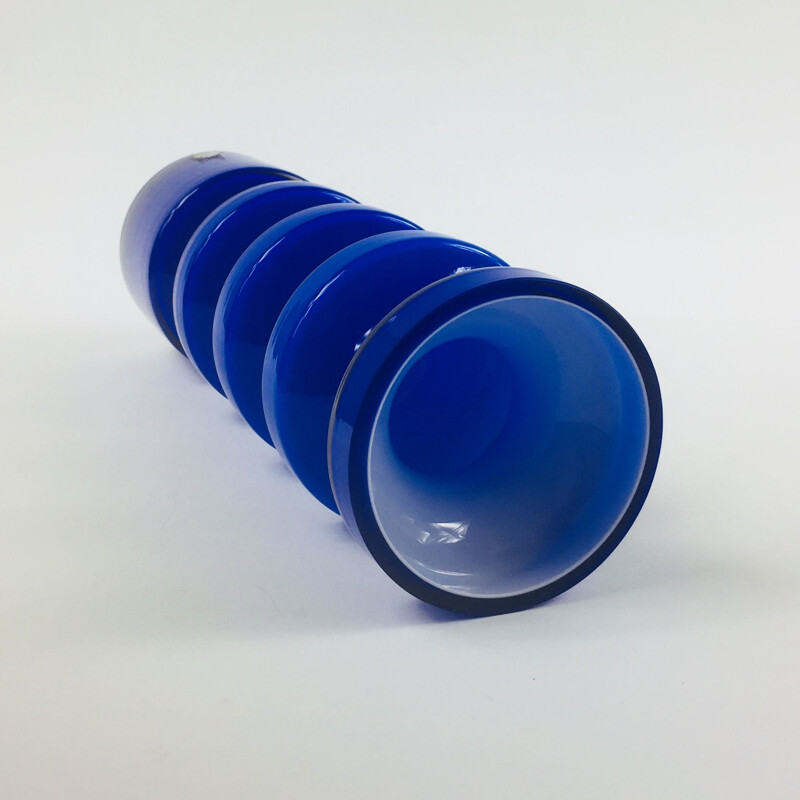 Vintage Blue Glass Vase by Per-Olof Ström for Alsterfors, Scandinavian 1960s