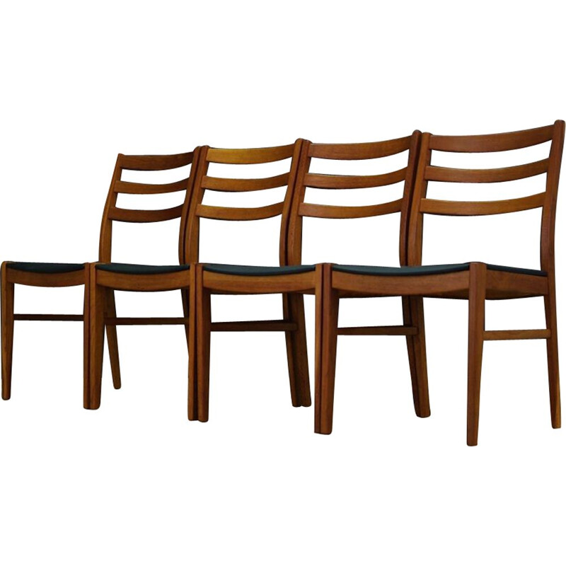 Set of 4 Vintage chairs beech wood Ekoleather Scandinavian 1970s