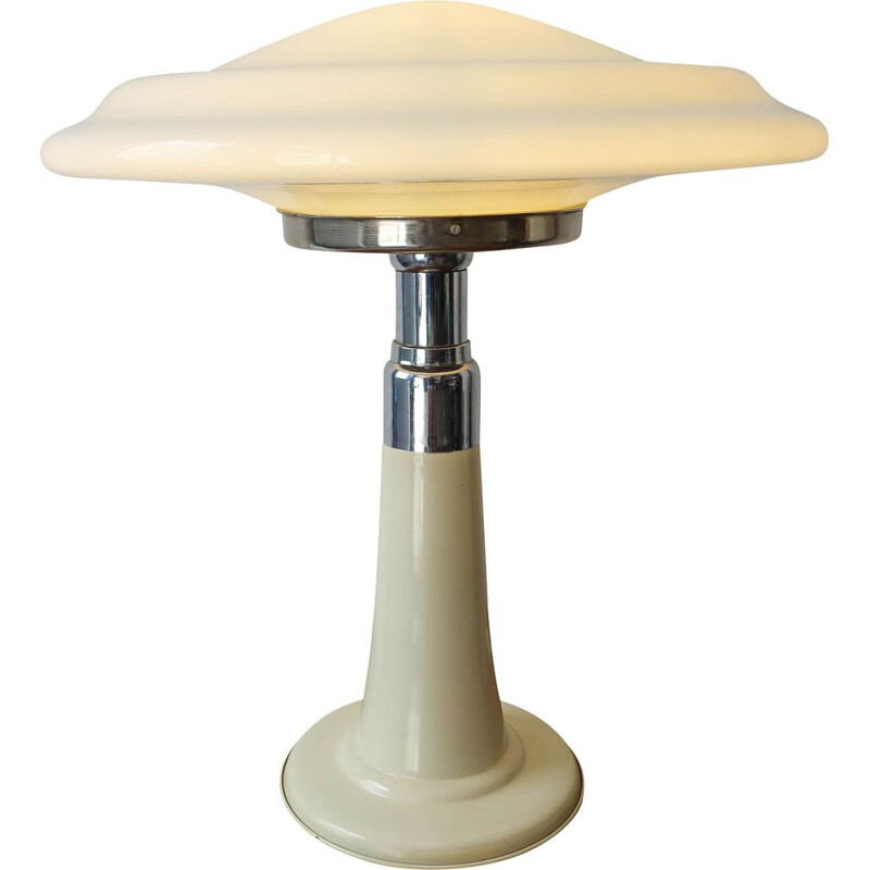 Vintage UFO Opaline Glass Table Lamp from Gaivota, 1970s