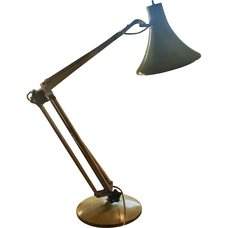 Lampe vintage articulée vert kaki 1960