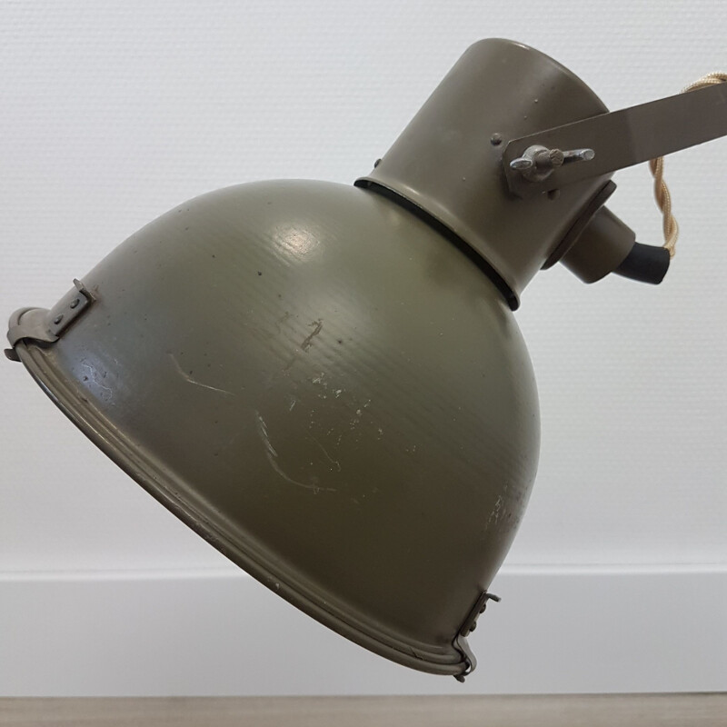 Vintage Industrial military adjustable folding desk lamp, Czechoslovakia 1950s