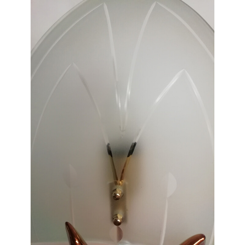 Lampe de table vintage en céramique écran en verre