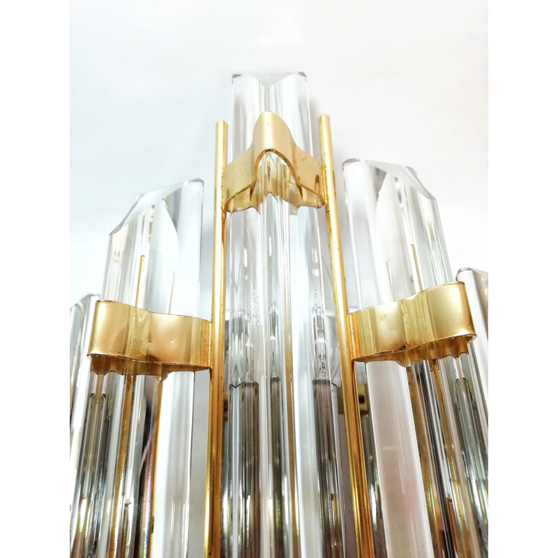 Pair of vintage cristal wall lights by Paolo Venini