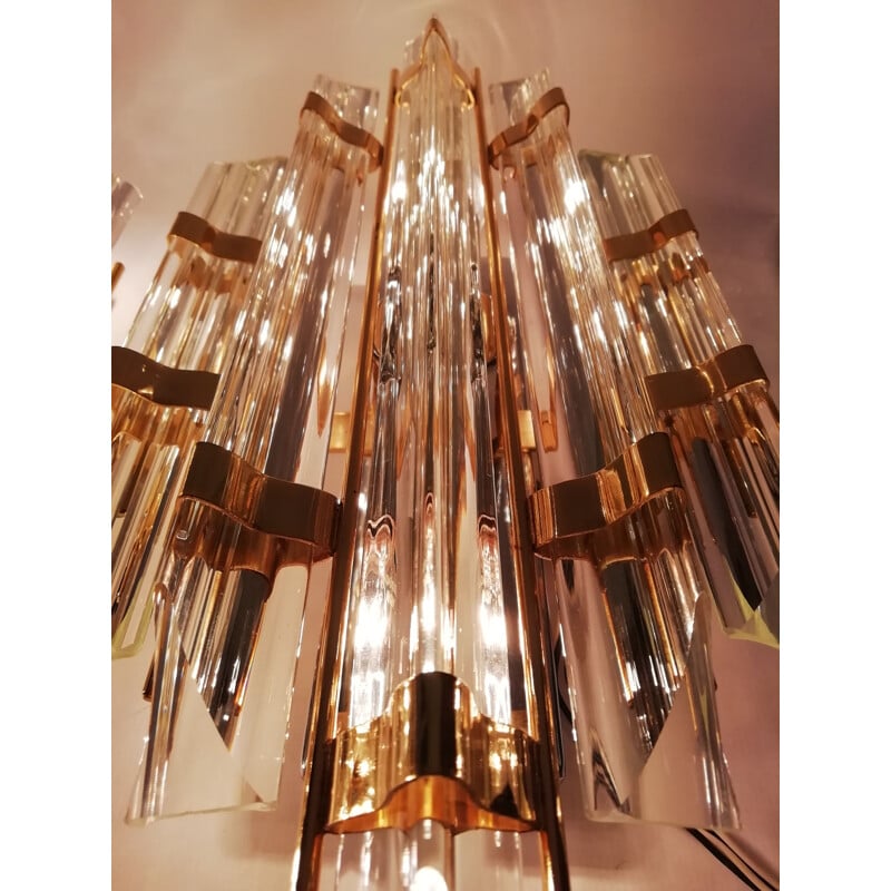 Pair of vintage cristal wall lights by Paolo Venini