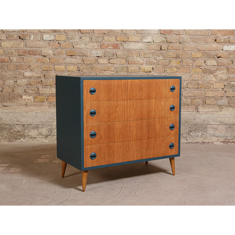 Vintage midnight blue revamped dresser with 4 drawers