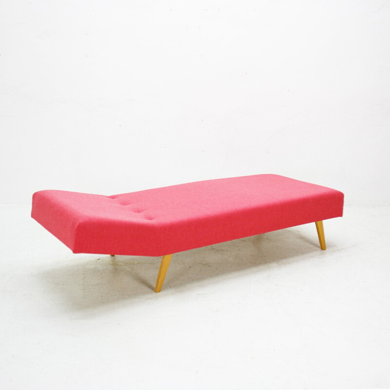 Daybed in pink fabric - 1950s