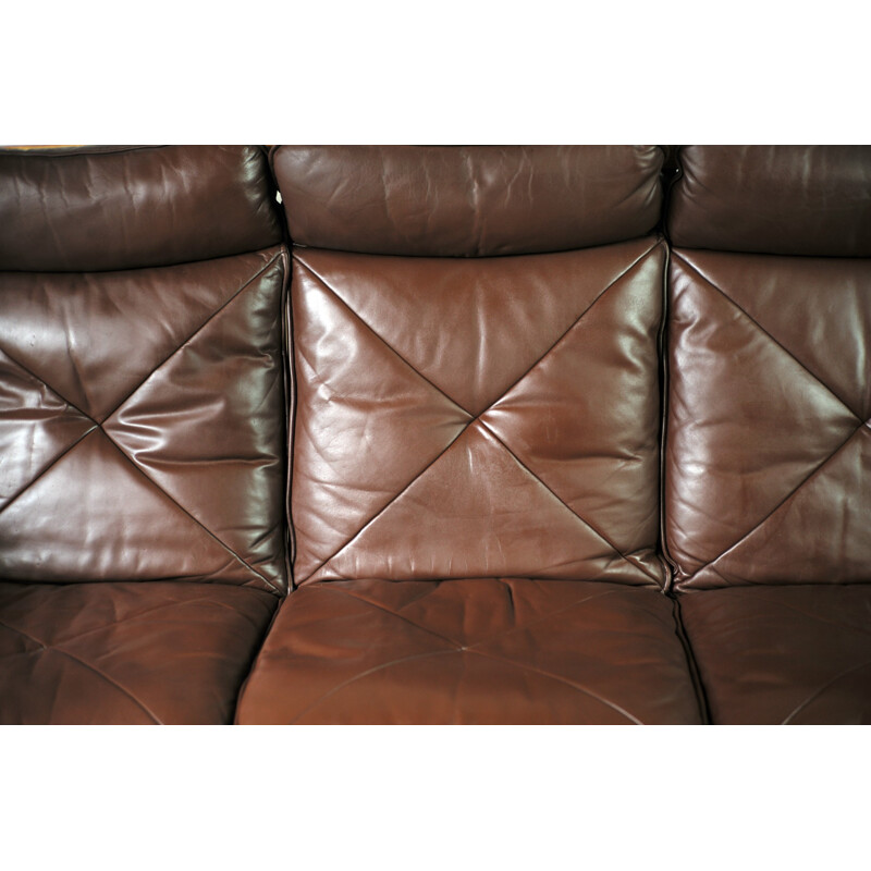 Scandinavian Soda Galvano sofa in ashwood and leather - 1960s