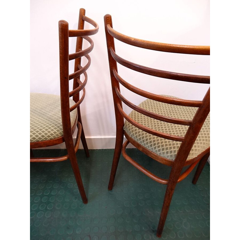 Paire de chaises vintage en bois et velours, 1960