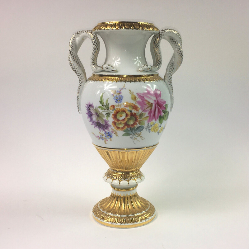 Vaso de cobra vintage de Ernst August Leuteritz para Meissen, Alemanha Século XIX