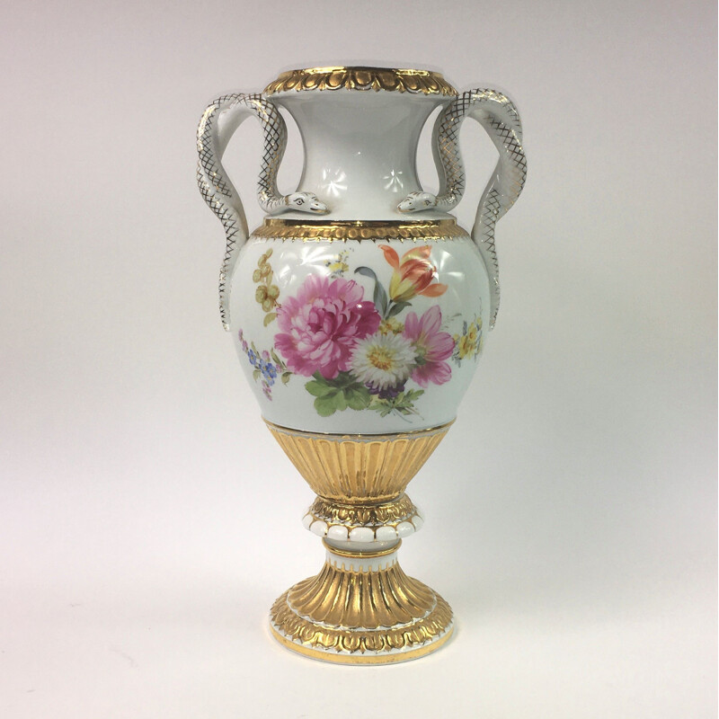 Vaso de cobra vintage de Ernst August Leuteritz para Meissen, Alemanha Século XIX