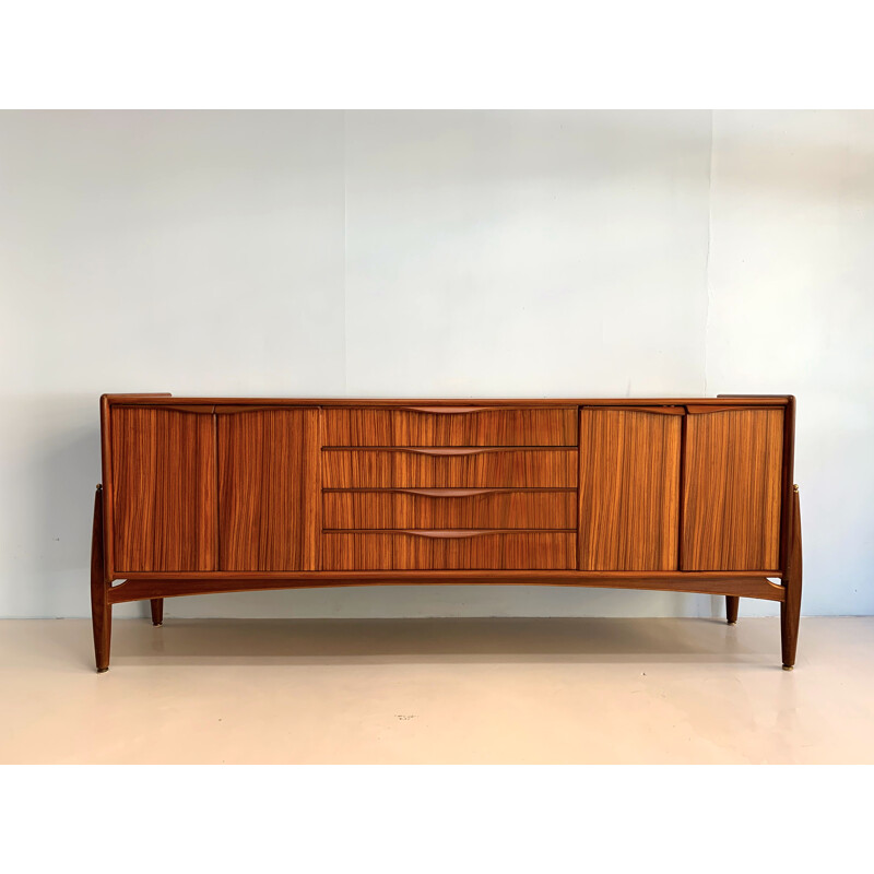 Vintage sideboard teak by Zebrano wood.